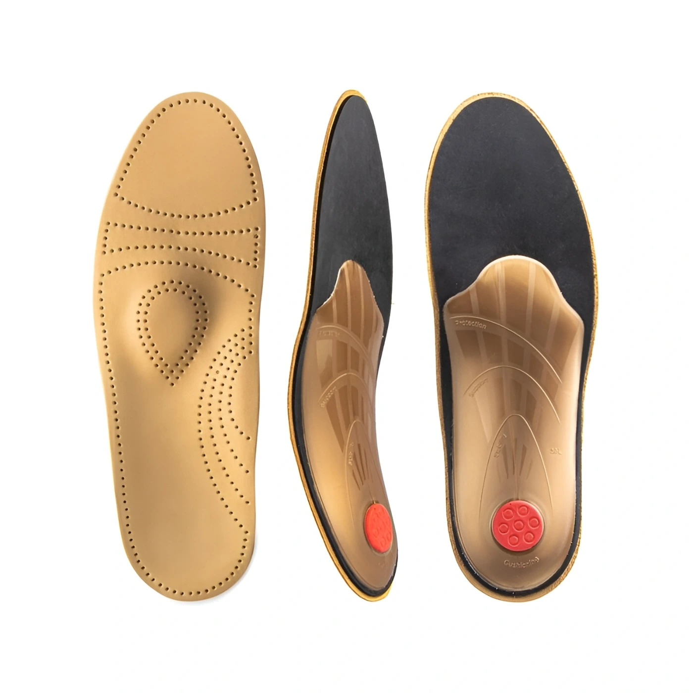 Ortopedická vložka do topánok zobrazená z rôznych uhlov.