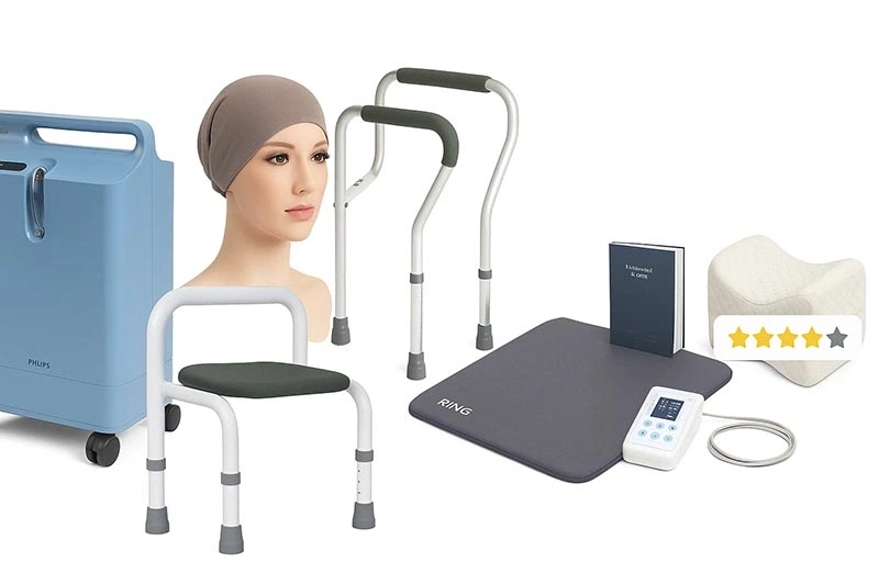 Koláž rôznych zdravotníckych pomôcok.